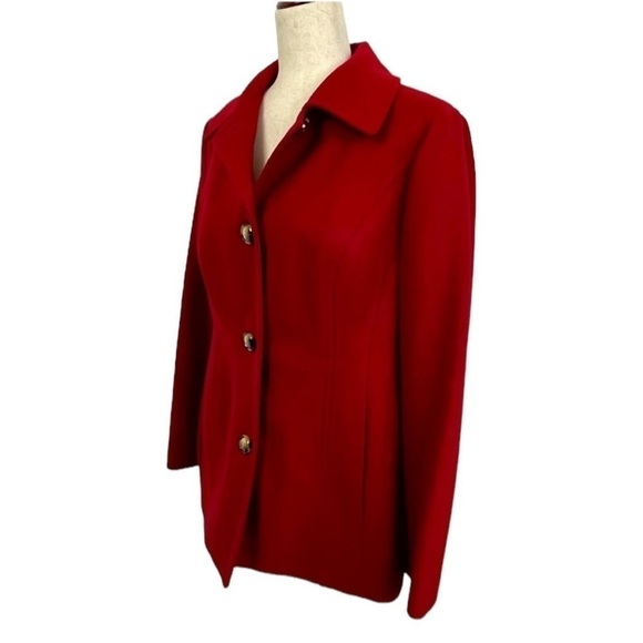 Anne Klein Red Wool Blend Pea Coat Jacket. Size Large #219 - Picture 4 of 9